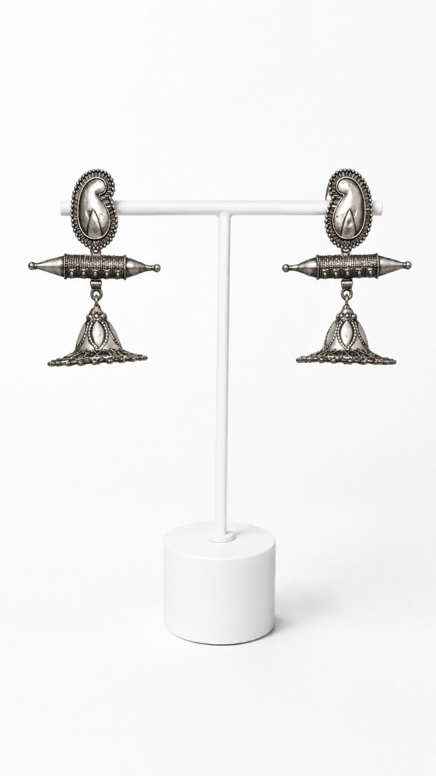 Tribal Veena Oxidised Jhumkas