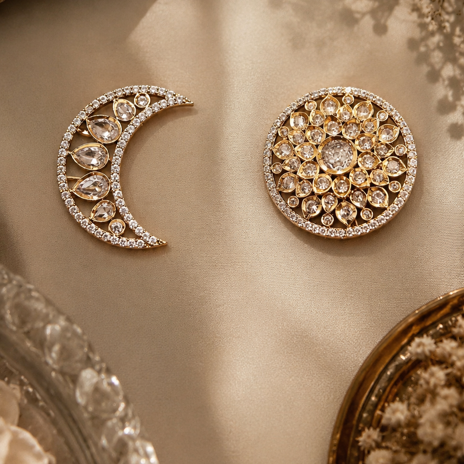Celestial Crystal Hair Jewels - Sun and Moon
