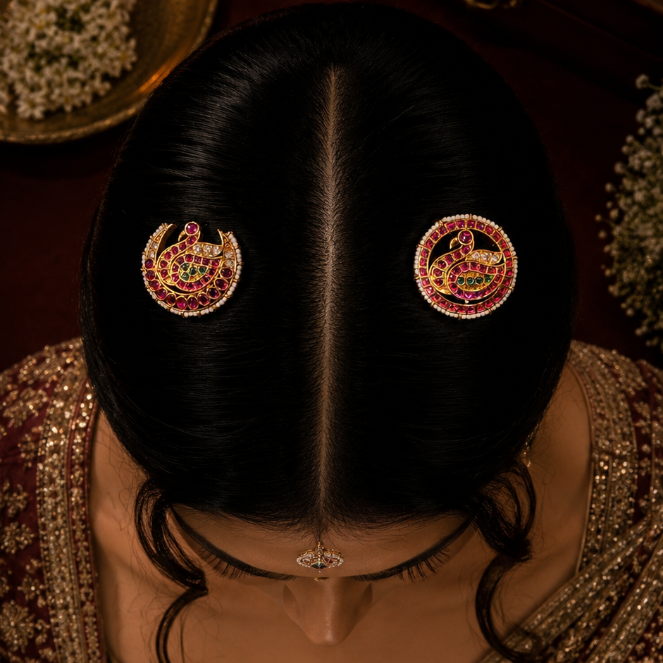 Celestial Swan Hair Jewels - Sun and Moon