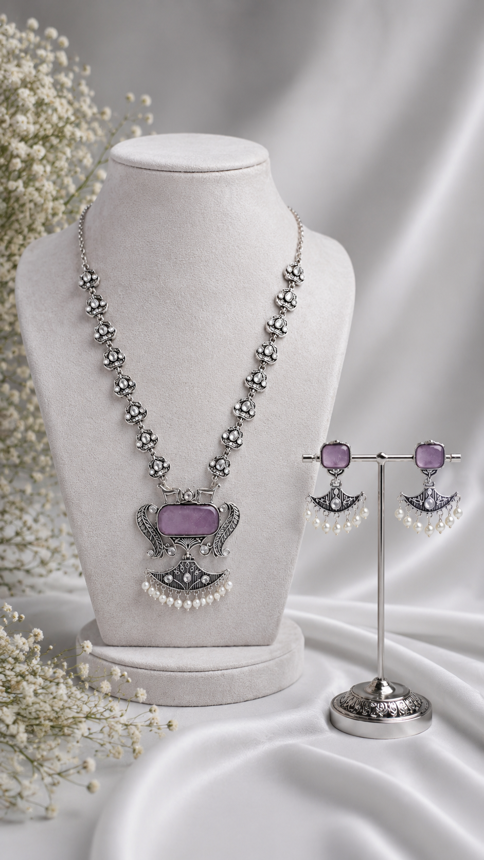 Amethyst Mist Statement Necklace Set