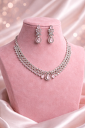 Pink And White Cubic Zirconia Necklace