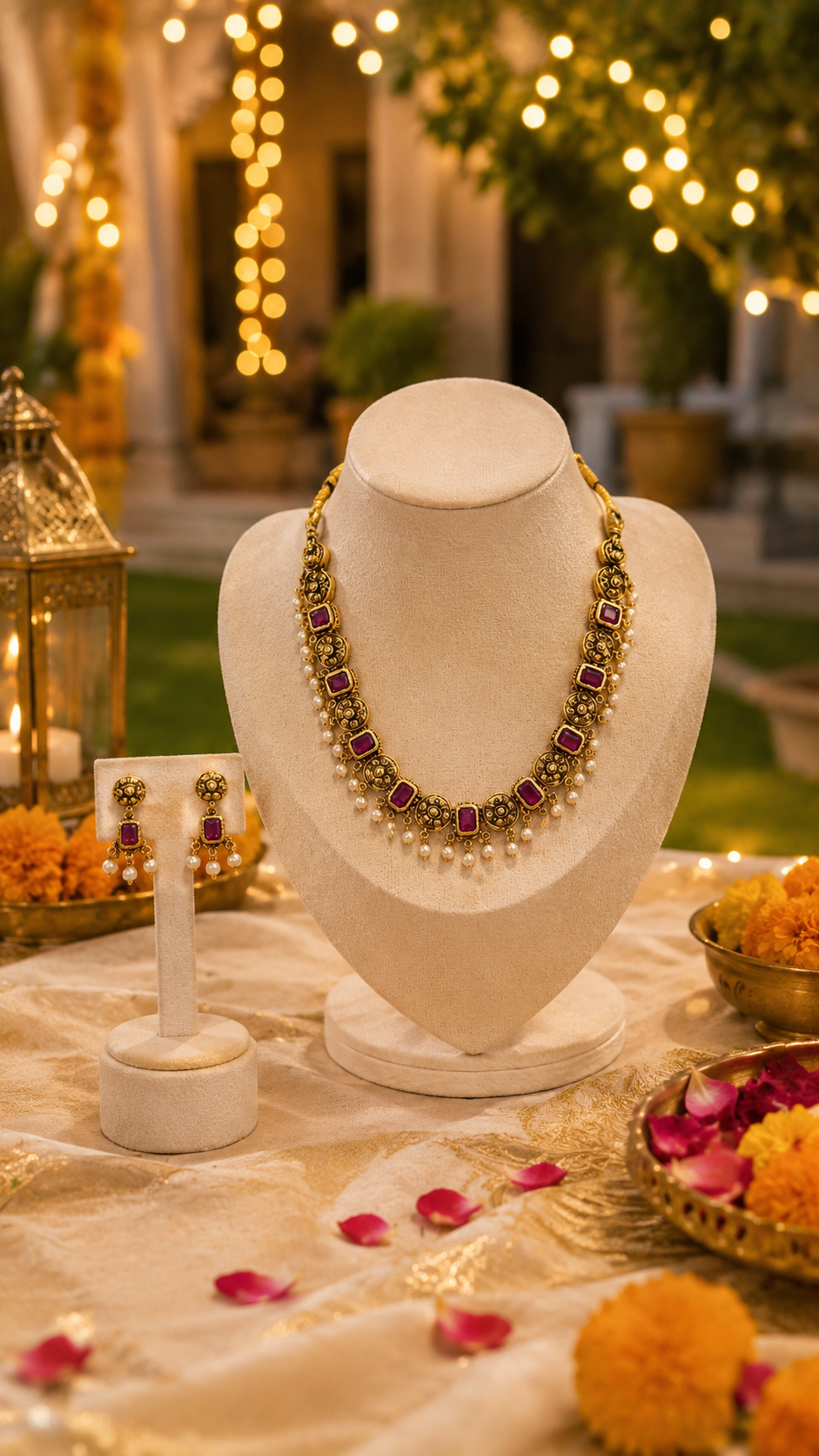 Ruby Blossom Heritage Necklace Set