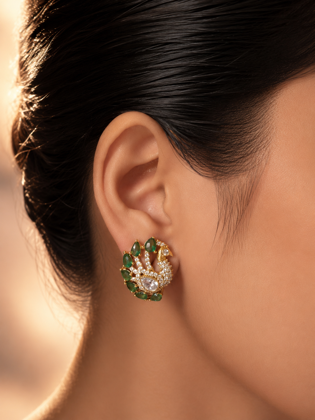 Emerald Peacock Studs