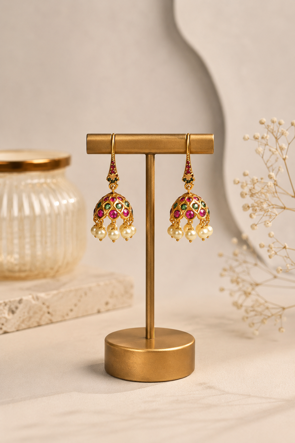 Pearl Aura Jhumkas