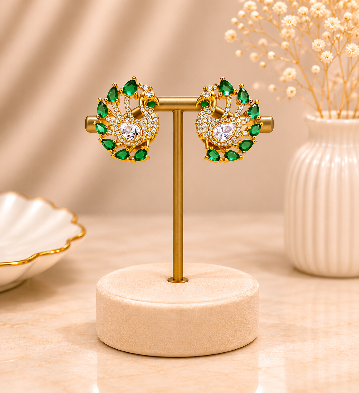 Emerald Peacock Studs