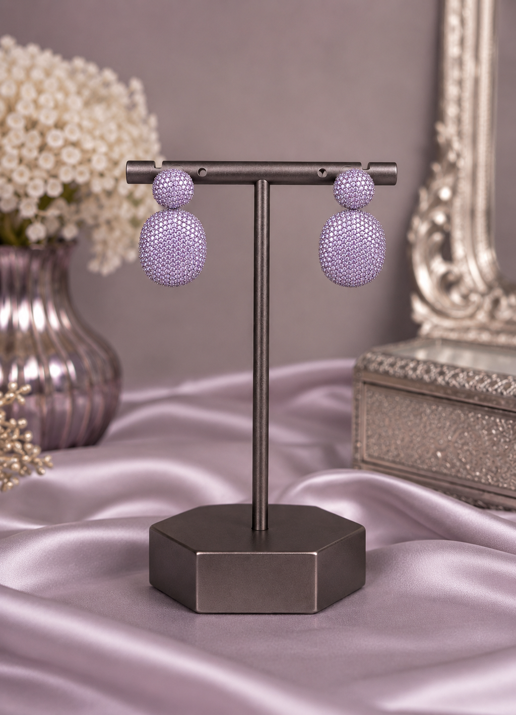 Lilac Pavé Statement Earrings