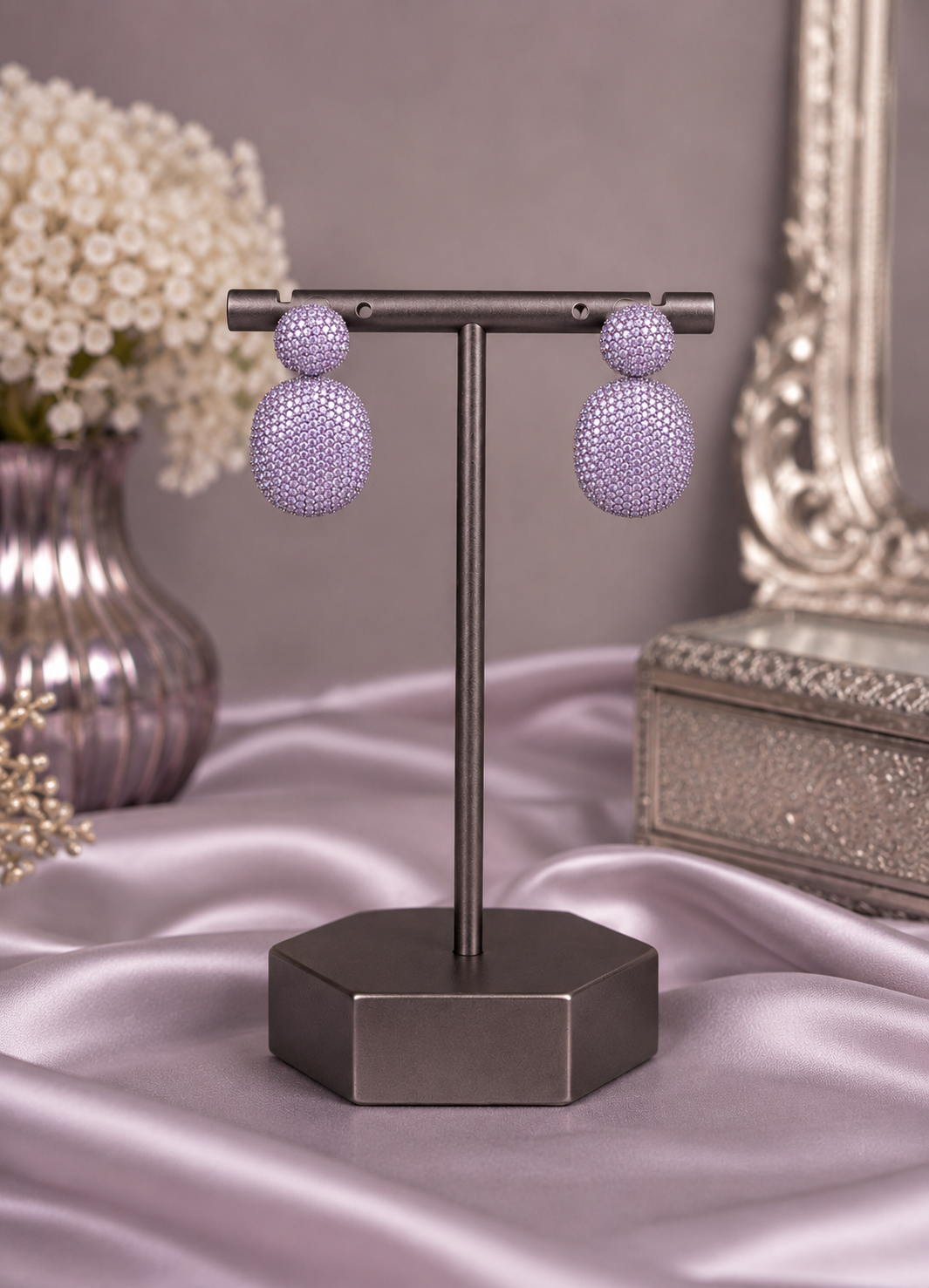 Lilac Pavé Statement Earrings
