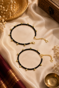 Celeste Beaded Anklet – Midnight Black