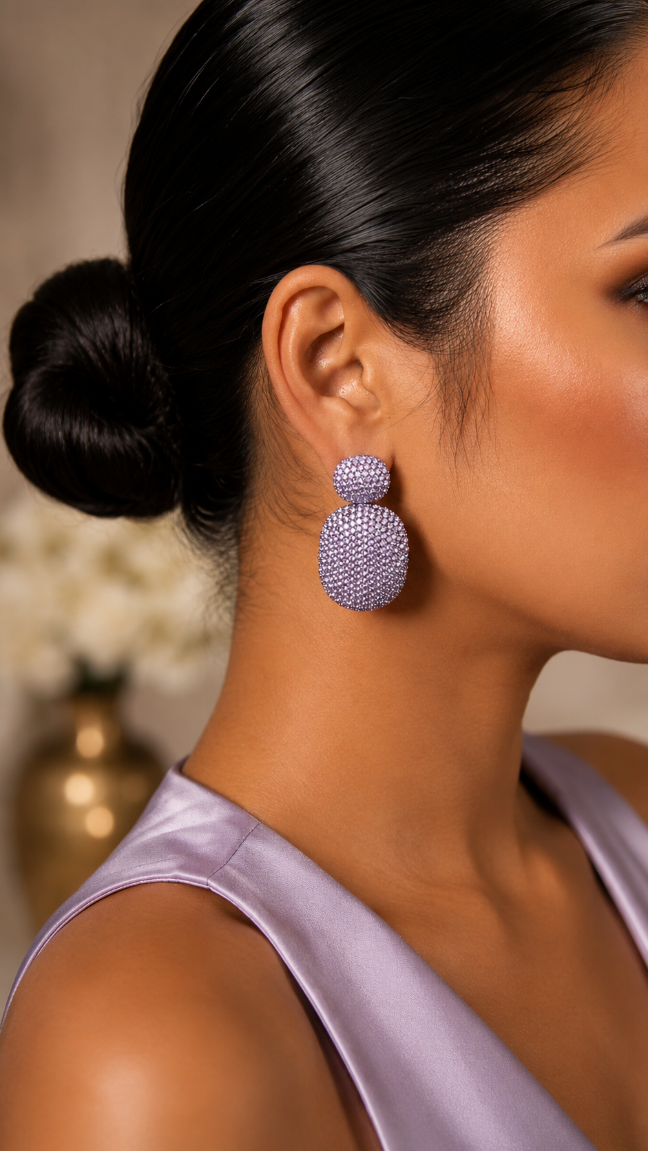 Lilac Pavé Statement Earrings