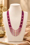 Magenta Pink Multi-Strand Beaded & Pearl Necklace