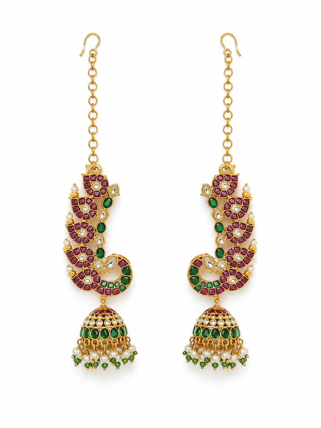 Mayurangana Ear Chain Jhumkas