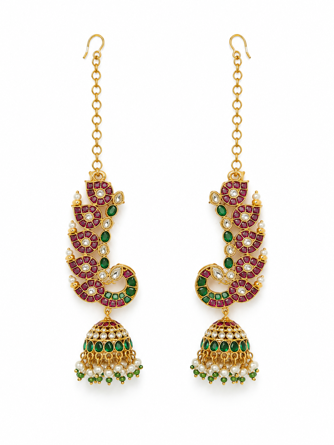 Mayurangana Ear Chain Jhumkas