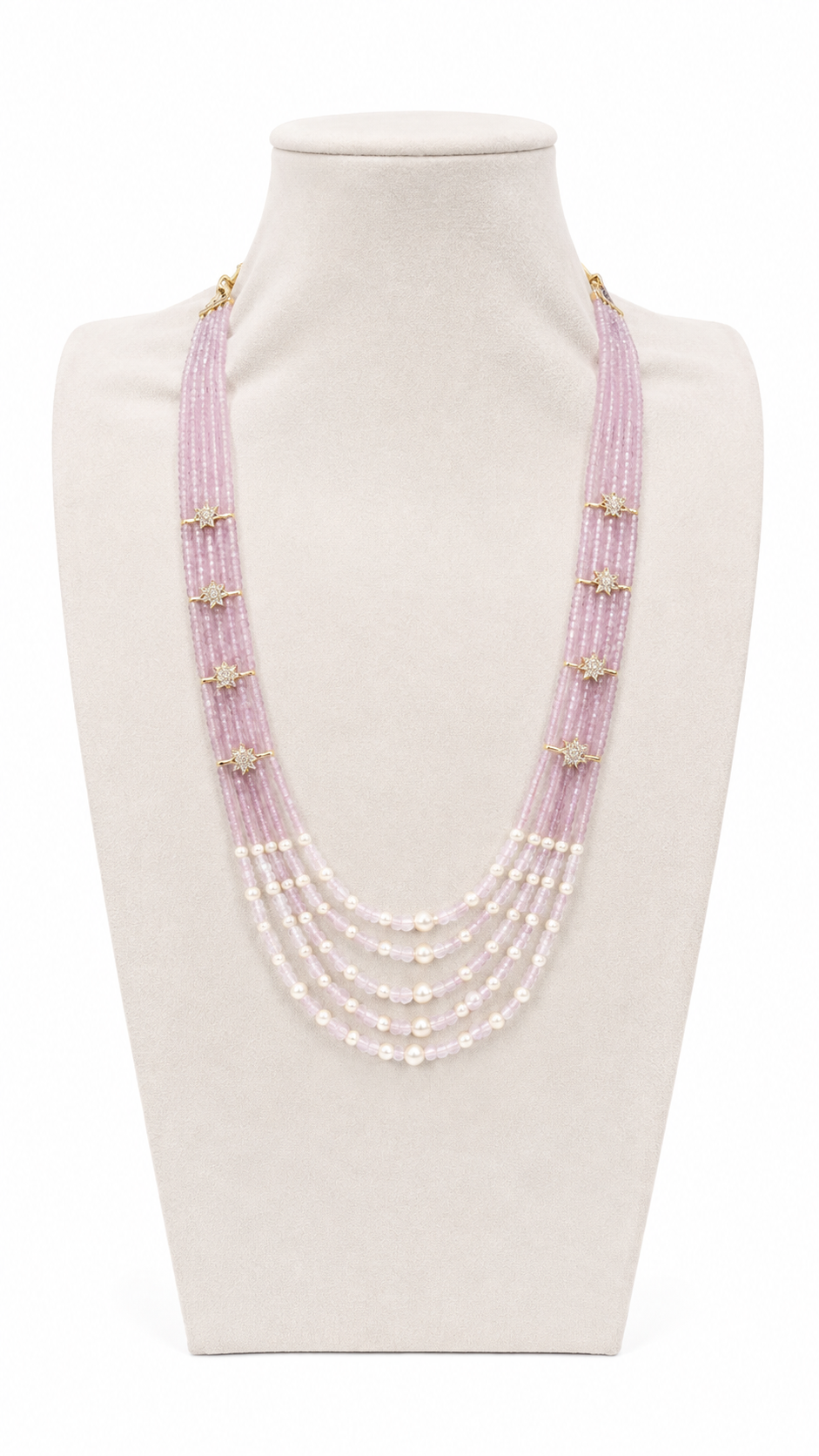 Blush Rose Pink Multi-Strand Beaded & Pearl Necklace