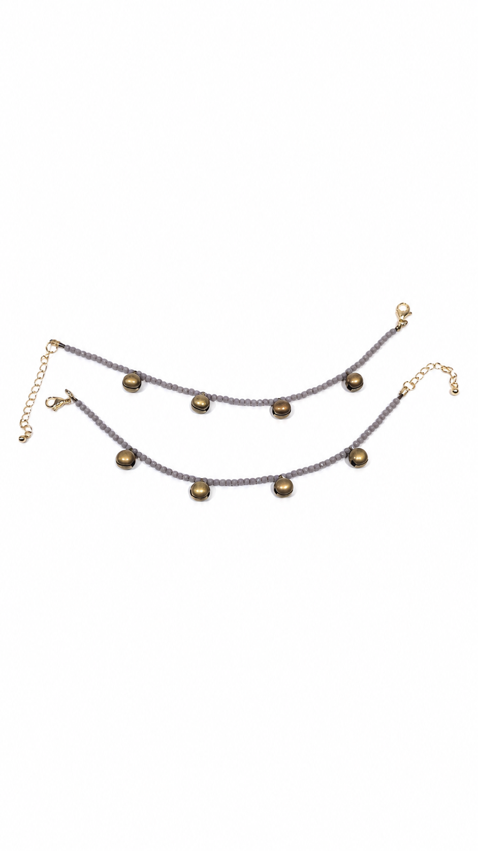 Celeste Beaded Anklet – Dark Grey
