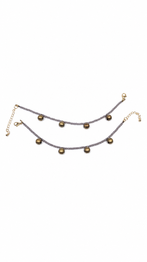 Celeste Beaded Anklet – Dark Grey
