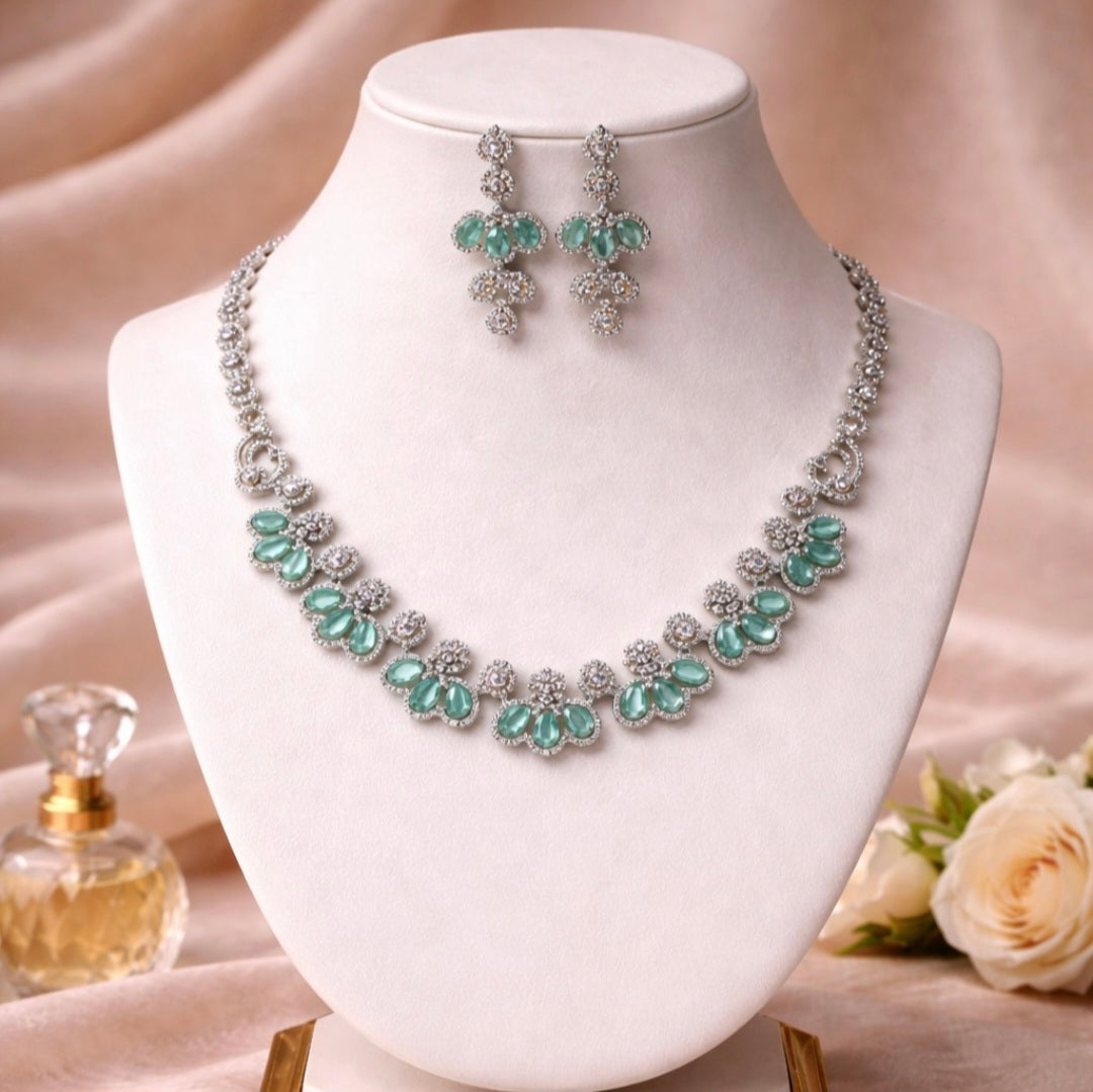 Turquoise Floral Elegance Necklace Set