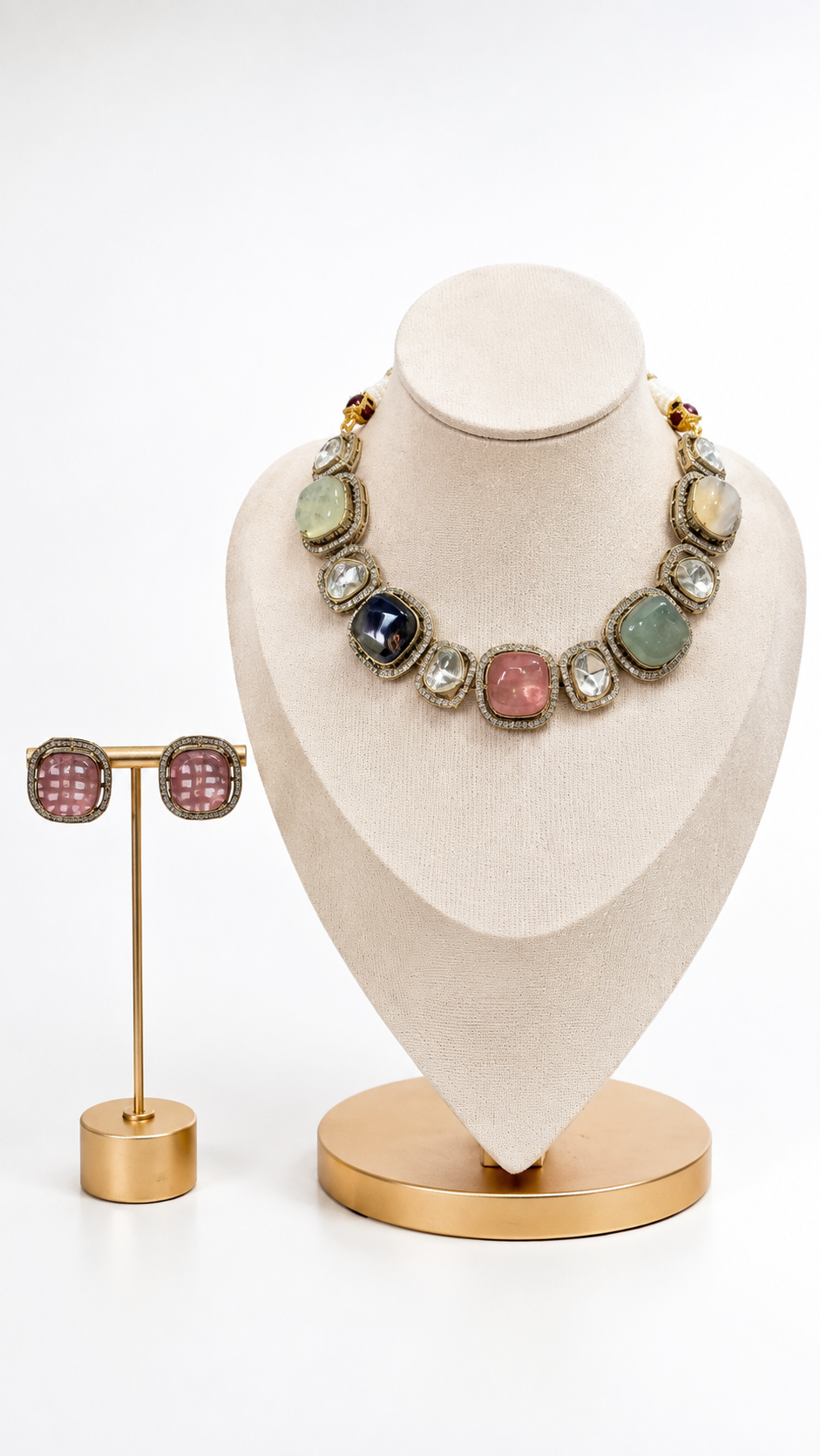 Blush Rose Iris Statement Necklace Set