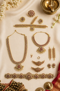 White And Pink Bharatnatyam Dance Jewellery Set