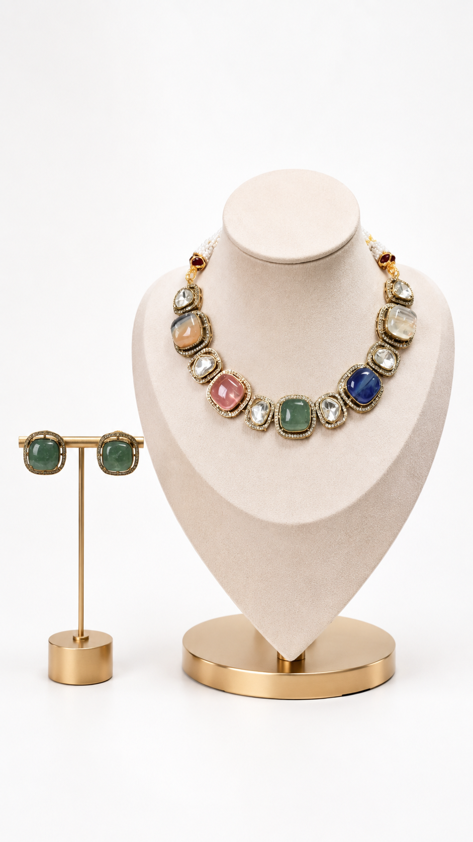 Sage Green Iris Statement Necklace Set
