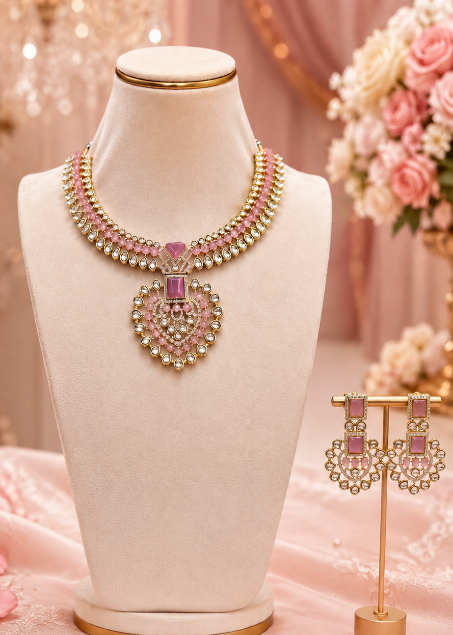 Blush Rose Noor Statement Necklace Set
