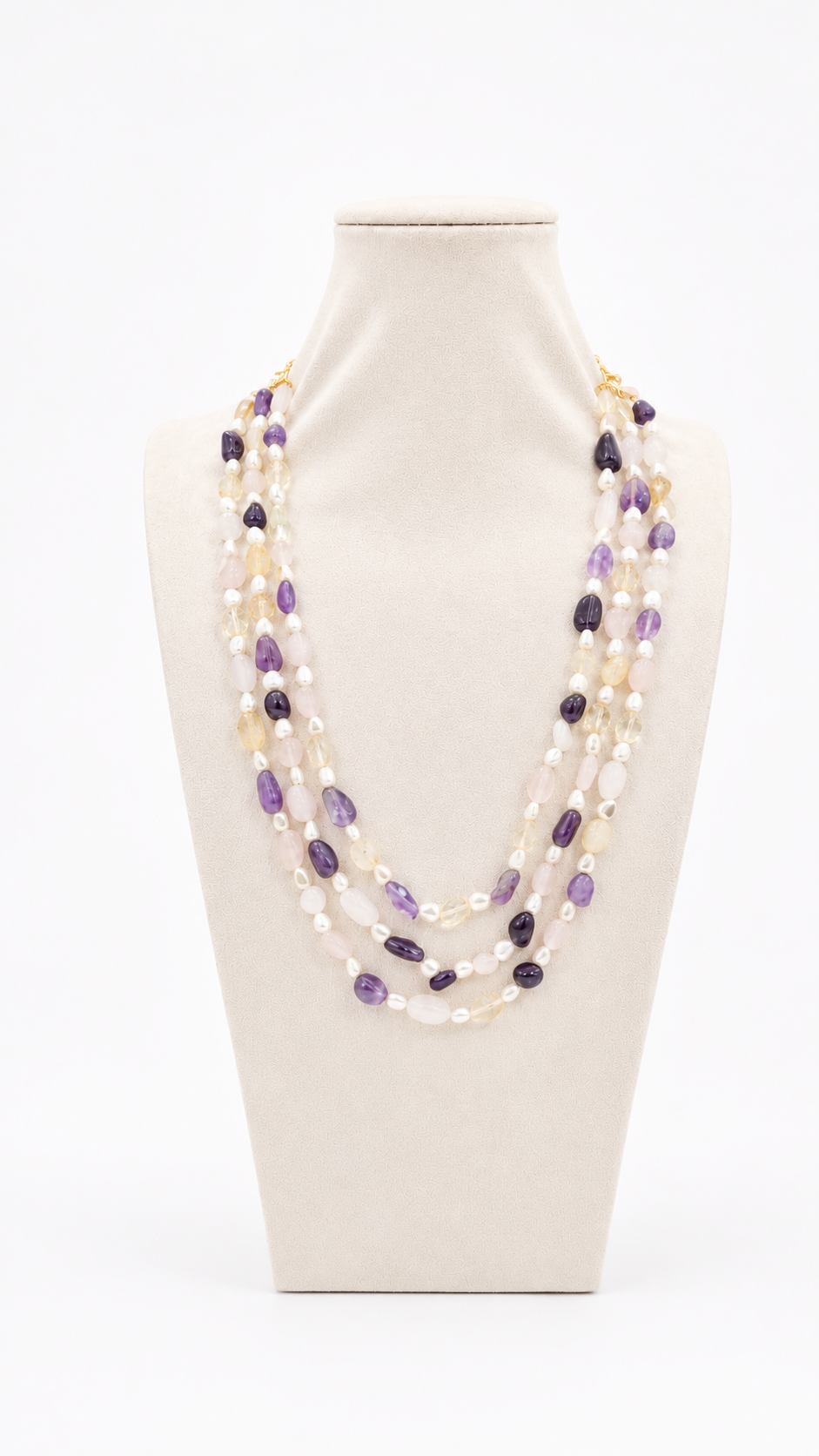 Amethyst Blush Layered Natural Bead Necklace