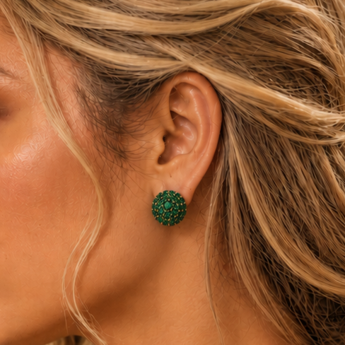 Dual Glam Rich Emerald Green Reversible Pearl Statement Earrings