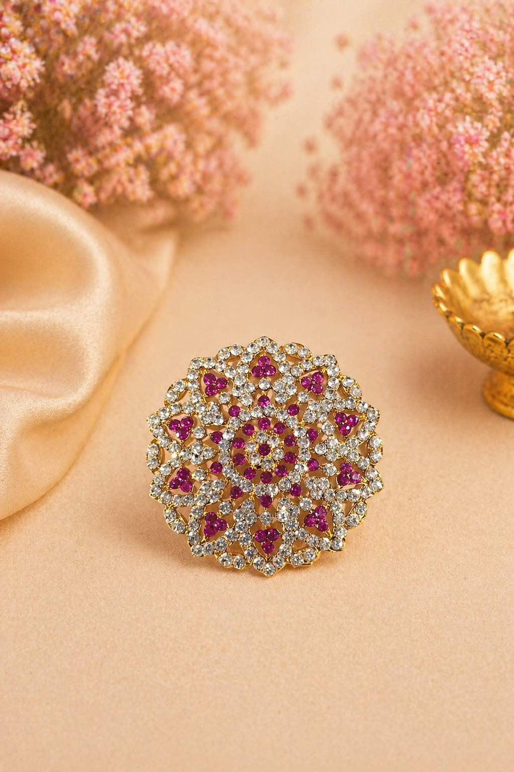 White And Pink Bharatnatyam Dance Jewellery Set