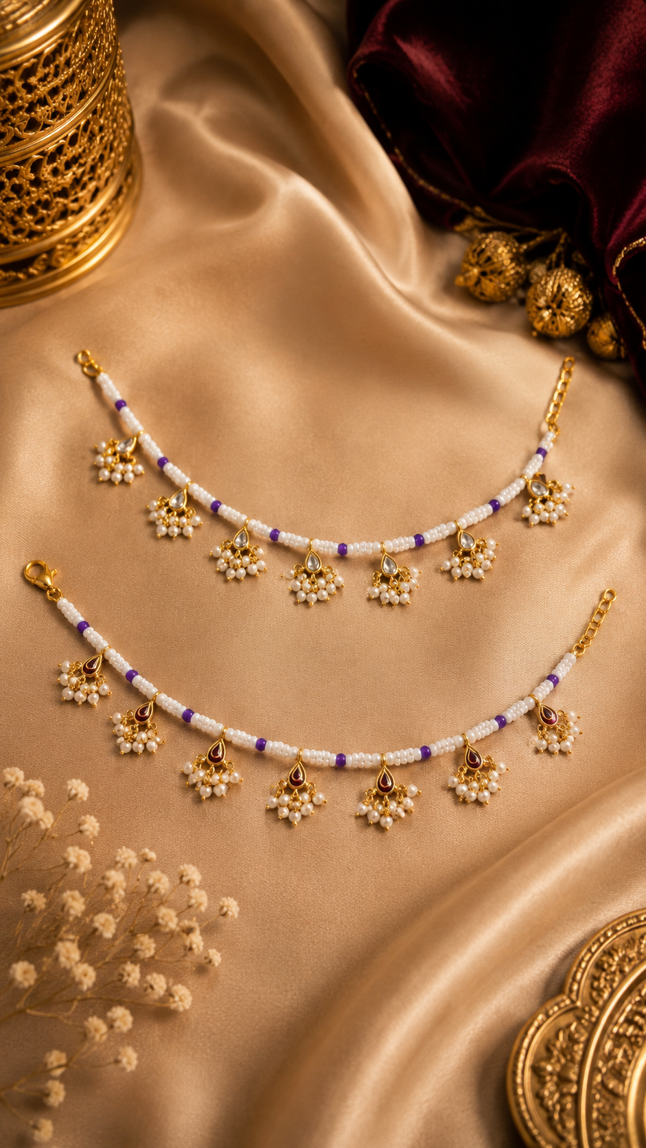 Ivory Raaga Kundan Anklet