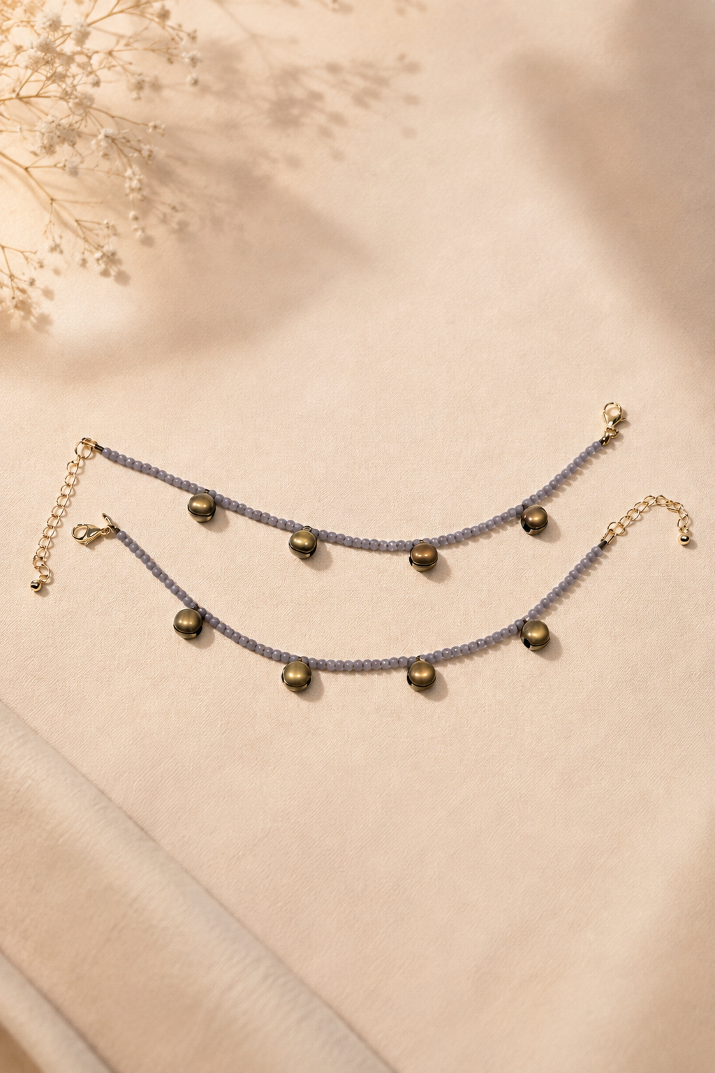 Celeste Beaded Anklet – Dark Grey