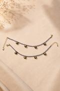 Celeste Beaded Anklet – Dark Grey