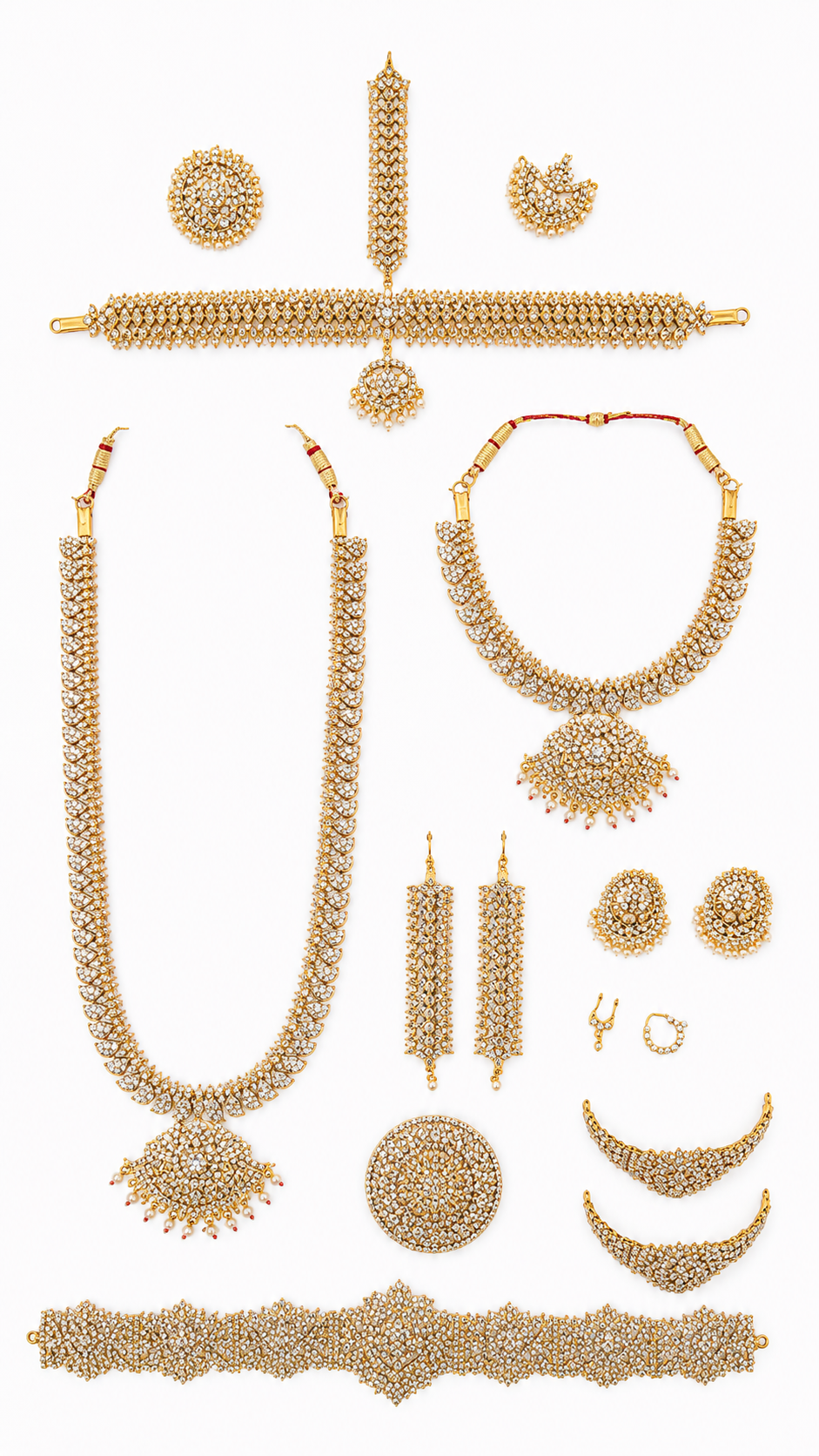 White Bharatnatyam Dance Jewellery Set