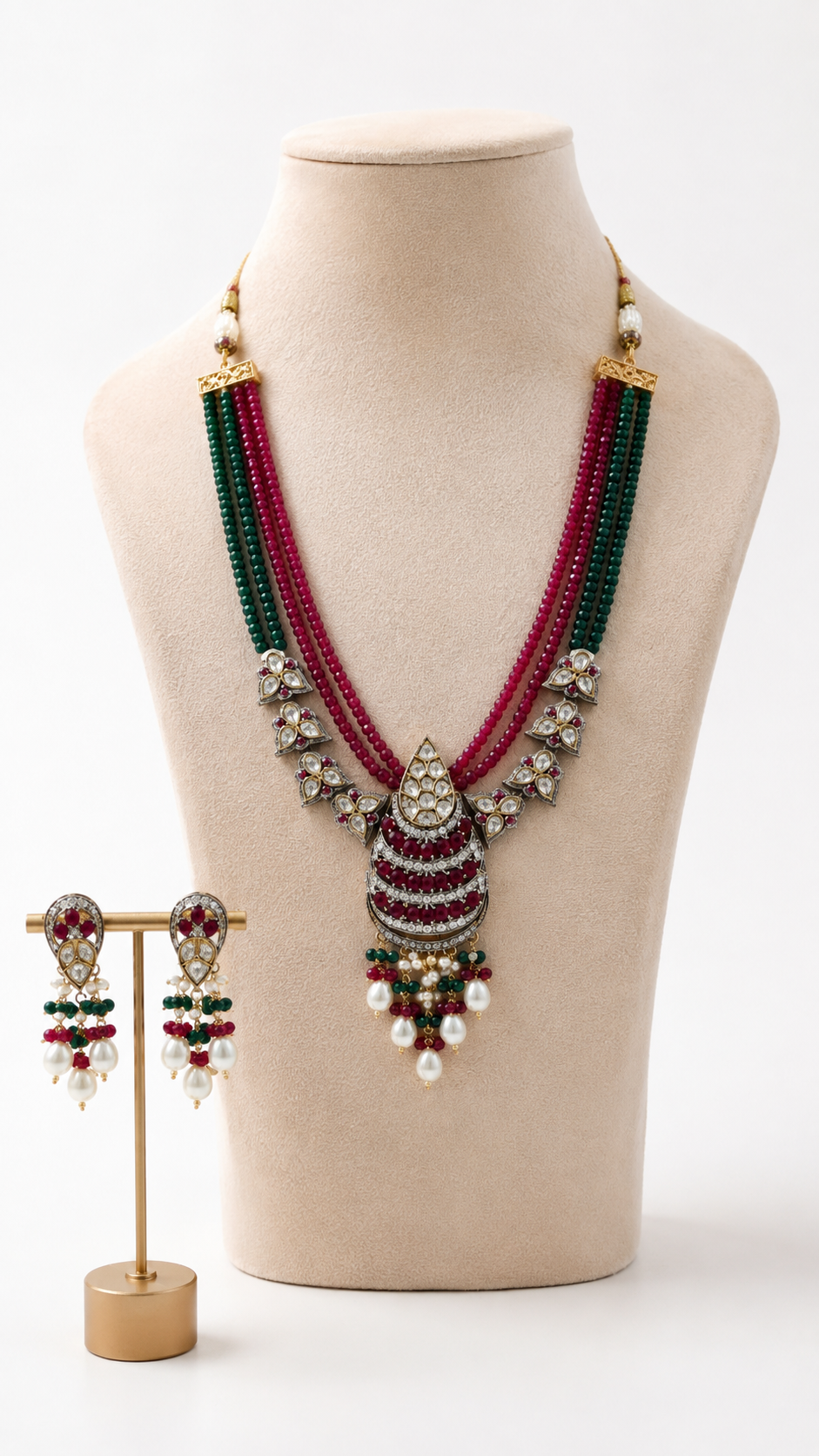 Ruhani Ruby & Emerald Kundan Necklace Set