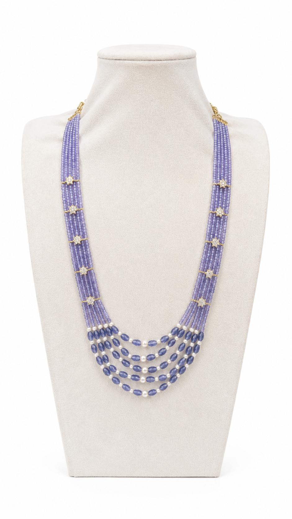 Lavender Multi-Strand Beaded & Pearl Necklace