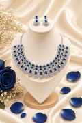 Royale Blue Statement American Diamond Necklace Set