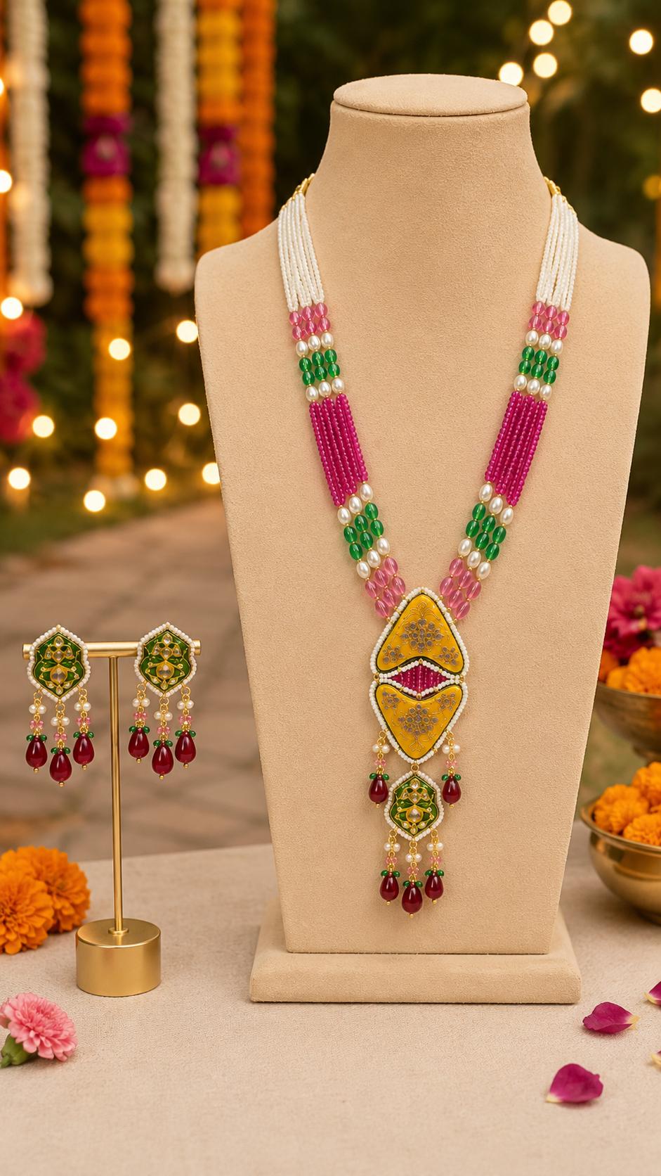 Rangrez Rajasthani Meenakari Necklace Set