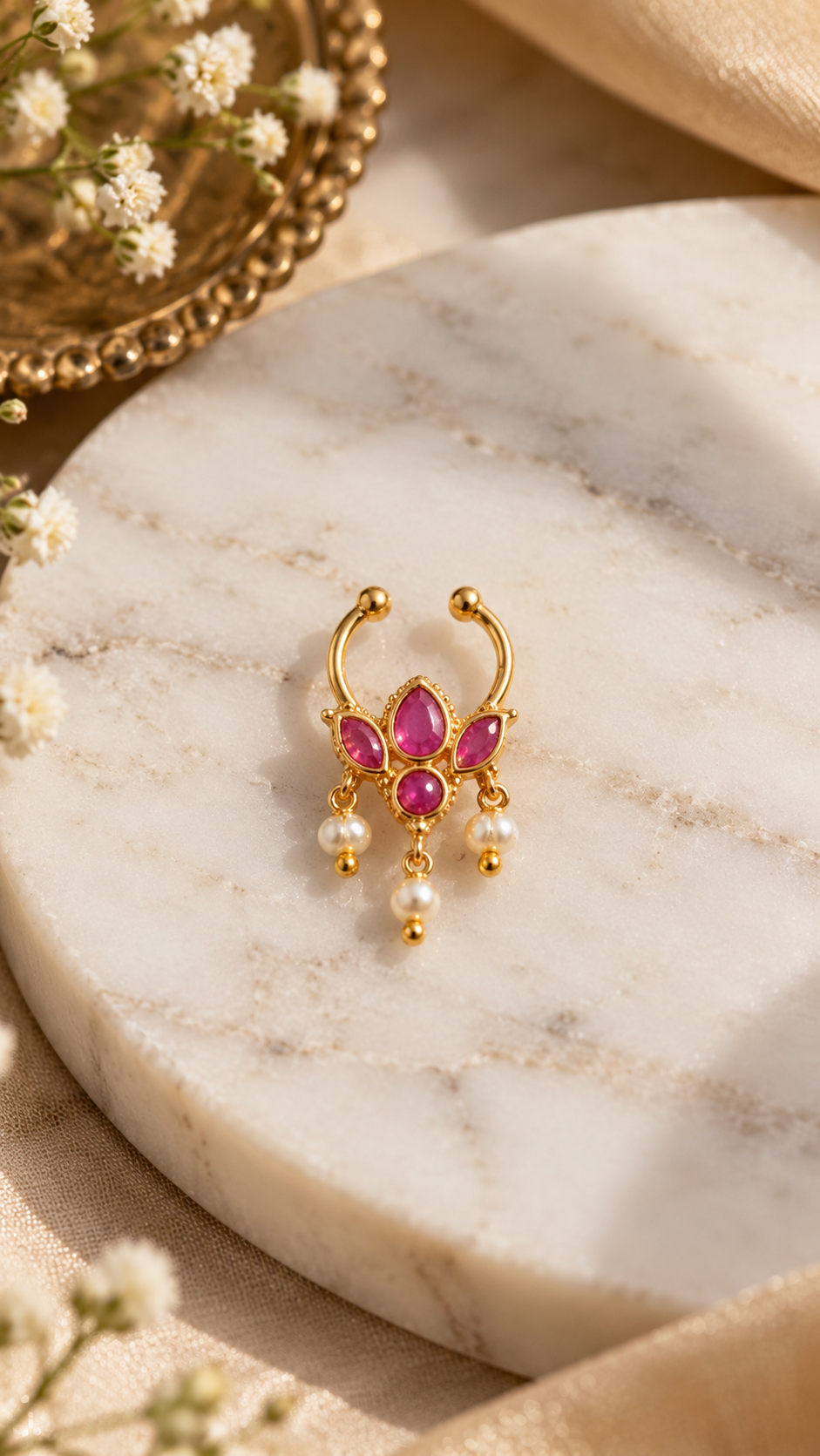 Lotus Pearl Nose Ring