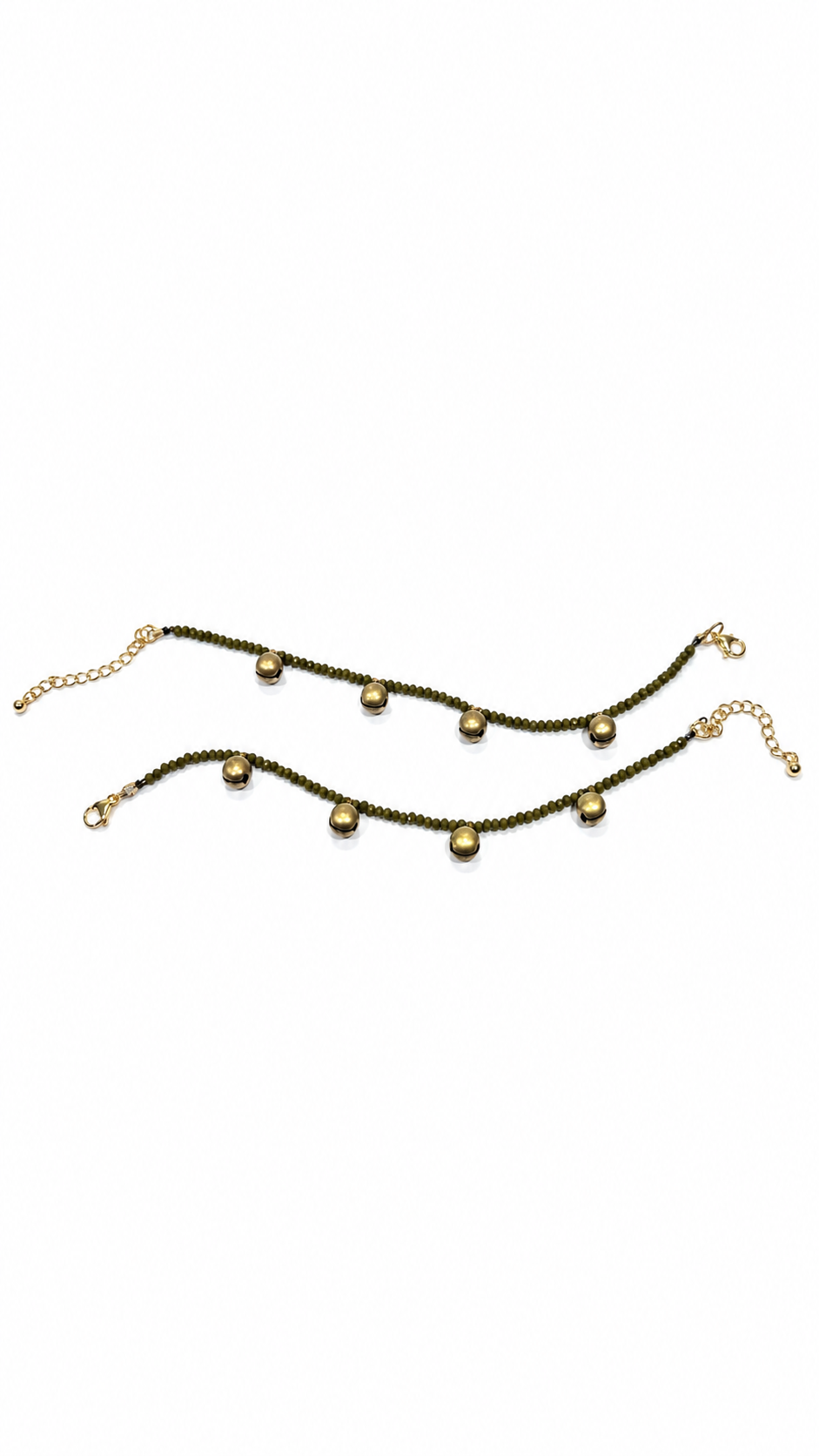 Celeste Beaded Anklet – Olive Green
