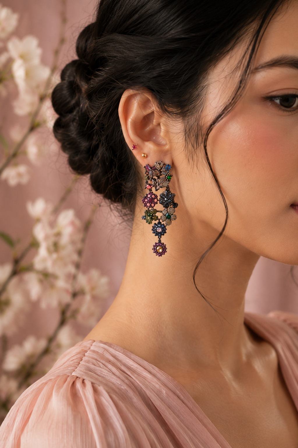 Floral Cascade Statement Earrings